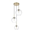 Pemberly Row Modern 3-Light Metal Pendant in Brass & Clear Finish