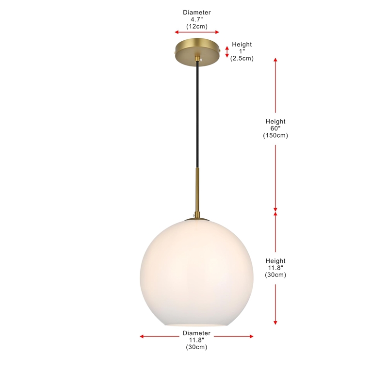 Pemberly Row 1-Light Metal Pendant in Brass and Frosted White