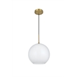 Pemberly Row 1-Light Metal Pendant in Brass and Frosted White
