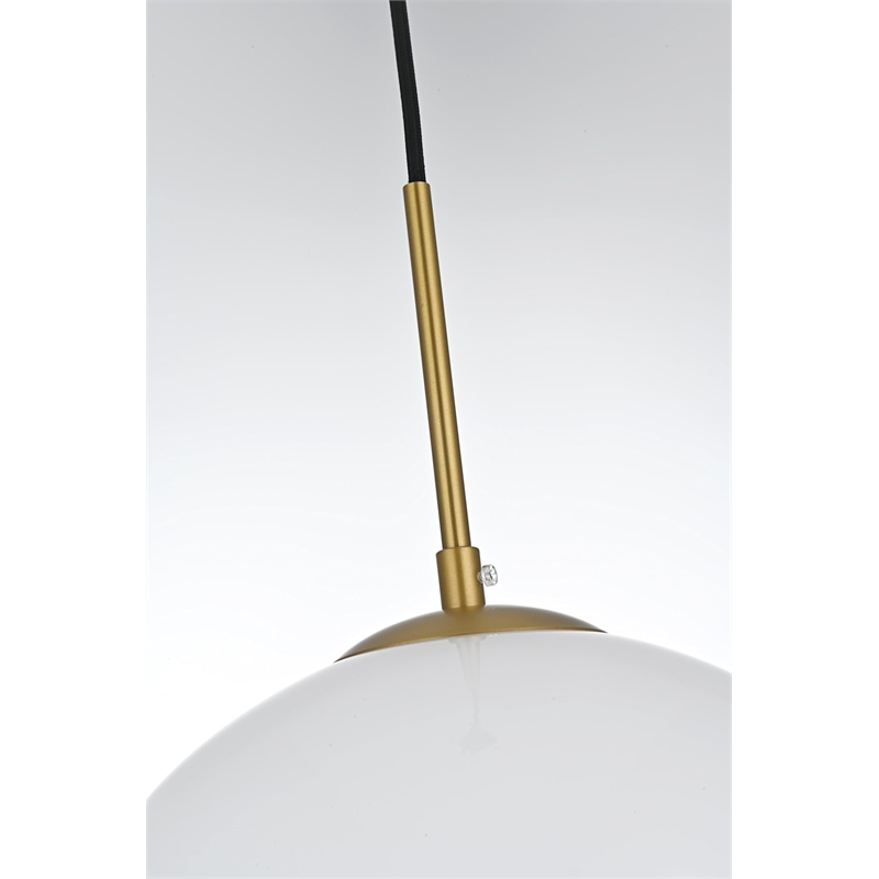 Pemberly Row 1-Light Metal Pendant in Brass and Frosted White