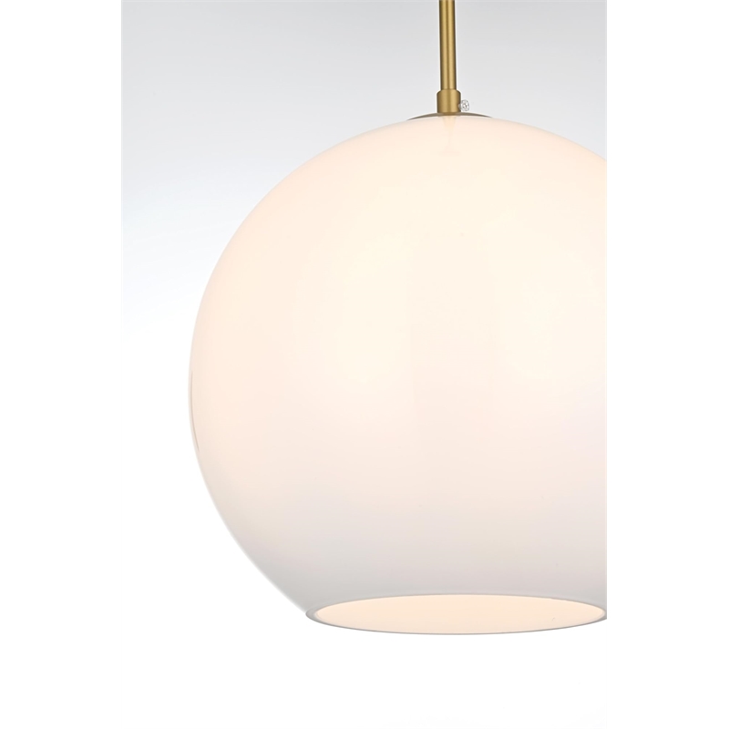 Pemberly Row 1-Light Metal Pendant in Brass and Frosted White