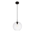 Pemberly Row 1-Light Transitional Metal Pendant - Black & Clear