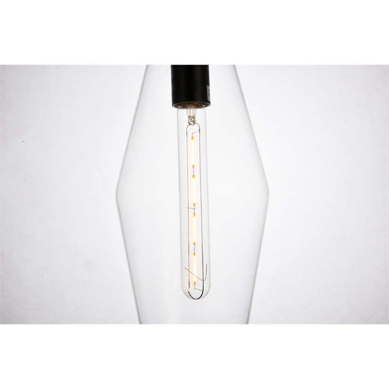Pemberly Row 1-Light Transitional Metal Pendant in Black and Clear