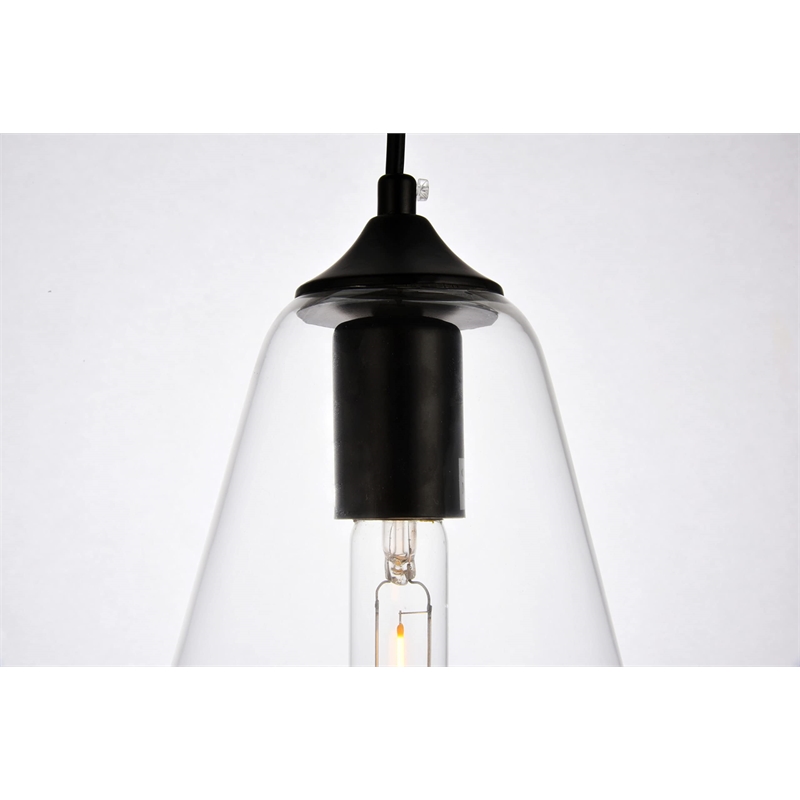 Pemberly Row 1-Light Transitional Metal Pendant in Black and Clear