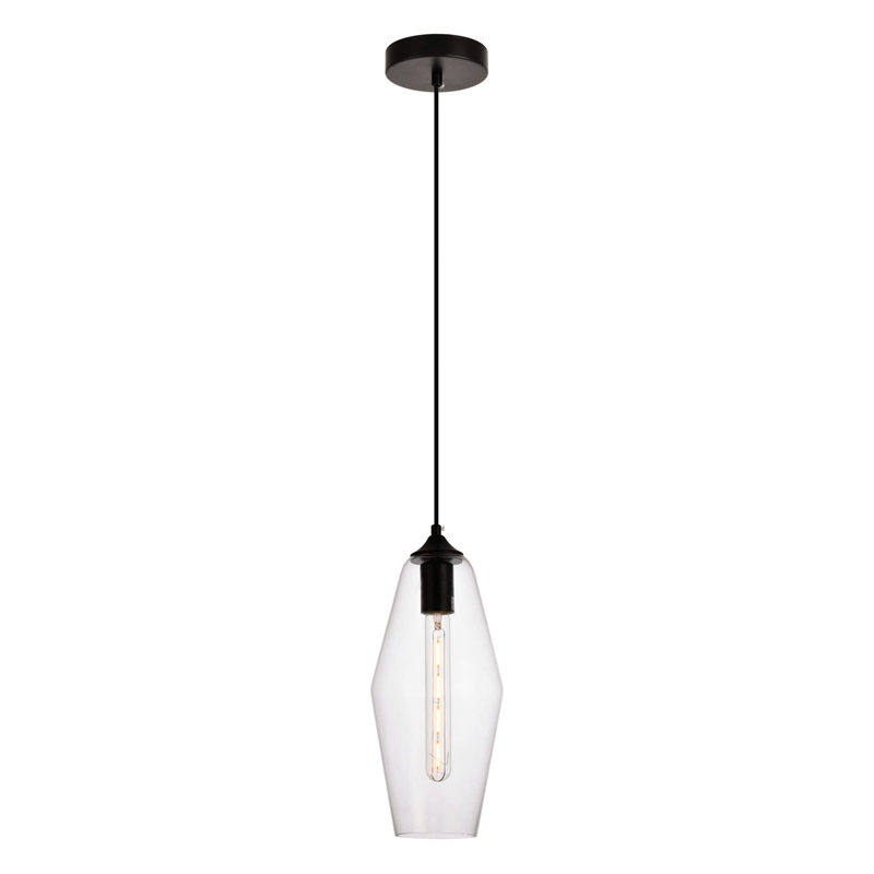 Pemberly Row 1-Light Transitional Metal Pendant in Black and Clear