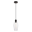 Pemberly Row 1-Light Transitional Metal Pendant in Black and Clear