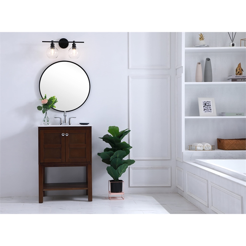 Pemberly Row 2-Light Metal Wall Sconce in Black and Clear Glass