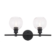 Pemberly Row 2-Light Metal Wall Sconce in Black and Clear Glass