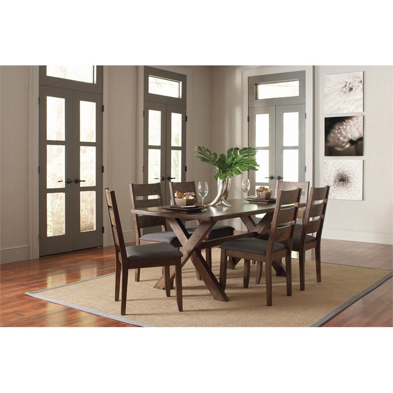 Pemberly Row 7-piece Rectangular Wood Dining Set Brown and Gray