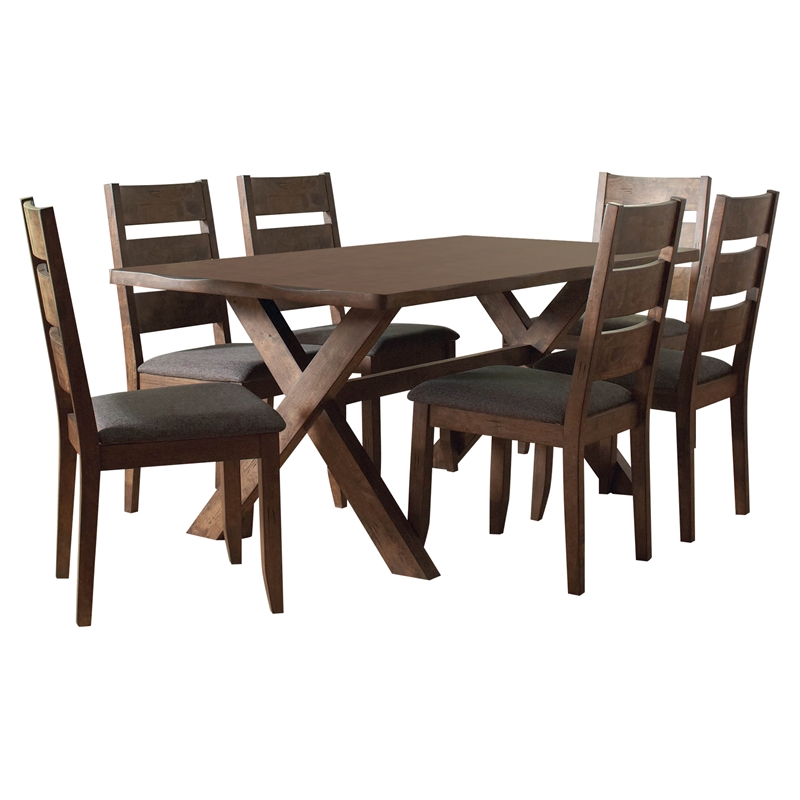 Pemberly Row 7-piece Rectangular Wood Dining Set Brown and Gray