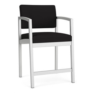 Pemberly Row Reception Waiting Room Healthcare Hip Chair / Silver Steel / Black