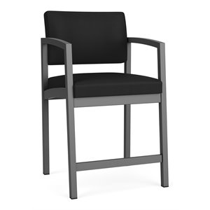 Pemberly Row Reception Waiting Room Healthcare Hip Chair in Black Charcoal Steel