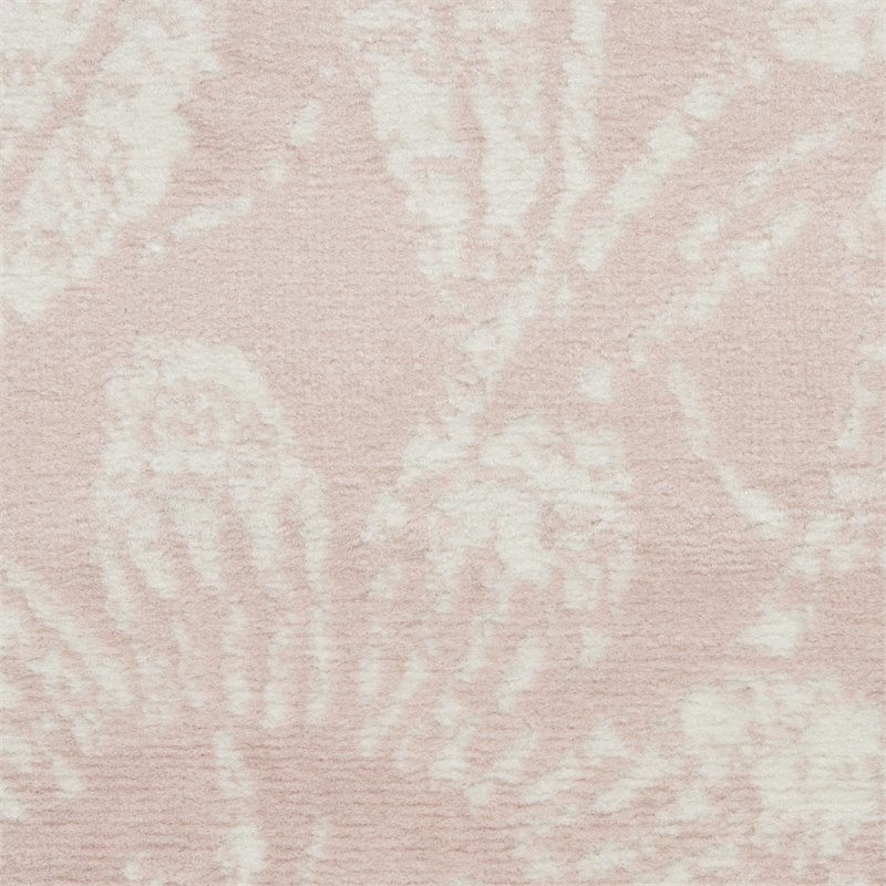 Pemberly Row Contemporary 5' Round Pink Fabric Farmhouse Area Rug