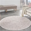 Pemberly Row Contemporary 5' Round Pink Fabric Farmhouse Area Rug