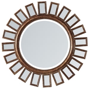 Pemberly Row 30&quot Round Bathroom Vanity Antique Brass Framed Wall Mirror