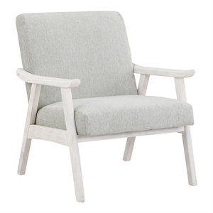 Pemberly Row Armchair in Smoke Gray Fabric with Antique White Finished Frame