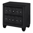 Pemberley Row Velvet Upholstery Black Nightstand Crystal Tufted Surface Solid Wood MDF Modern Style 47lb Assembled