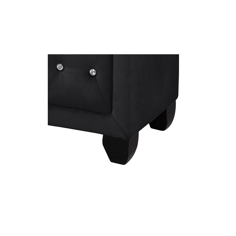 Pemberley Row Velvet Upholstery Black Nightstand Crystal Tufted Surface Solid Wood MDF Modern Style 47lb Assembled