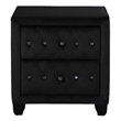 Pemberley Row Velvet Upholstery Black Nightstand Crystal Tufted Surface Solid Wood MDF Modern Style 47lb Assembled