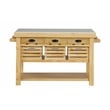 Pemberly Row Modern Kitchen Island in Marble & Natural Finish