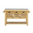 Pemberly Row Modern Kitchen Island in Marble & Natural Finish