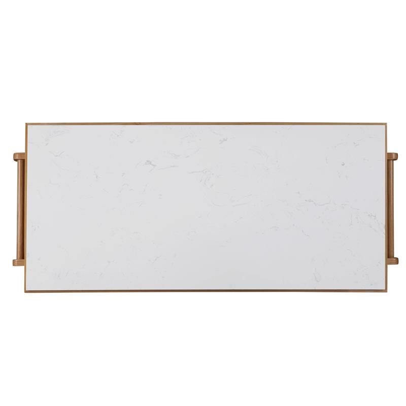 Pemberly Row Modern Kitchen Island in Marble & Natural Finish