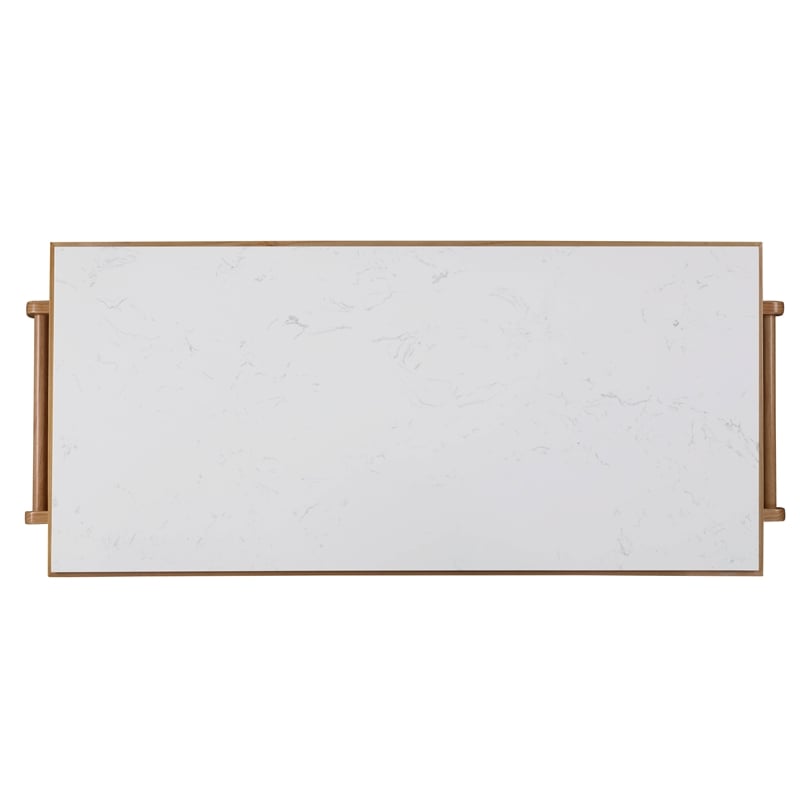 Pemberly Row Modern Kitchen Island in Marble & Natural Finish