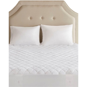 Pemberly Row Microfiber Heated Mattress Pad with 3M Moisture Treatment in White