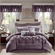Pemberly Row Modern 24-Piece Polyester Comforter Set in Purple
