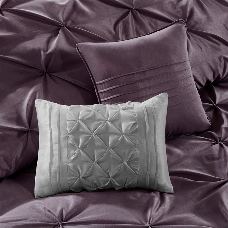 Pemberly Row Modern 24-Piece Polyester Comforter Set in Purple
