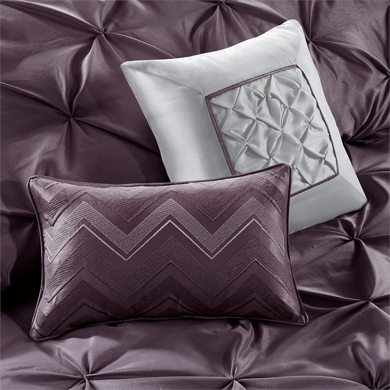 Pemberly Row Modern 24-Piece Polyester Comforter Set in Purple