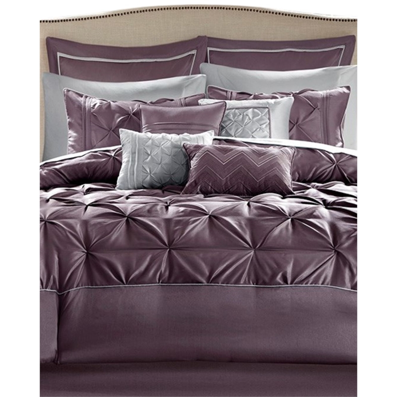 Pemberly Row Modern 24-Piece Polyester Comforter Set in Purple