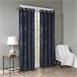 Pemberly Row Fabric Knitted Jacquard Total Blackout Window Panel in Navy