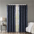Pemberly Row Fabric Knitted Jacquard Total Blackout Window Panel in Navy
