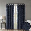 Pemberly Row Fabric Knitted Jacquard Total Blackout Window Panel in Navy