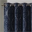 Pemberly Row Fabric Knitted Jacquard Total Blackout Window Panel in Navy