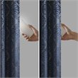 Pemberly Row Fabric Knitted Jacquard Total Blackout Window Panel in Navy