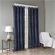 Pemberly Row Fabric Knitted Jacquard Total Blackout Window Panel in Navy
