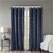 Pemberly Row Fabric Knitted Jacquard Total Blackout Window Panel in Navy