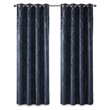 Pemberly Row Fabric Knitted Jacquard Total Blackout Window Panel in Navy