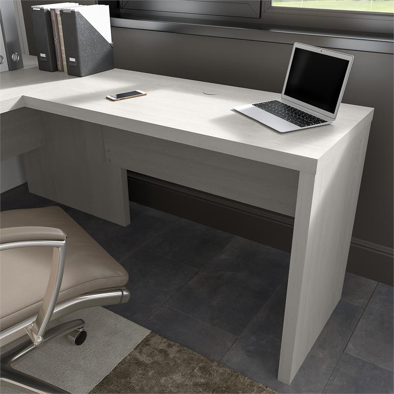 Pemberly Row 42W Desk Return/Bridge in Gray Sand - Engineered Wood