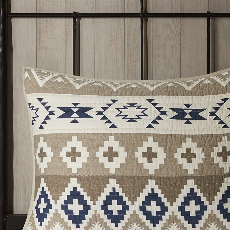 Pemberly Row Farmhouse 100 Percent Cotton Quilt Mini Set in Tan Finish