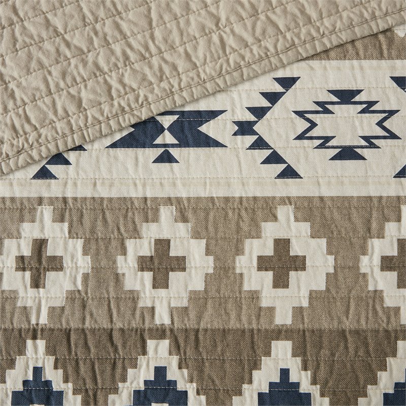 Pemberly Row Farmhouse 100 Percent Cotton Quilt Mini Set in Tan Finish