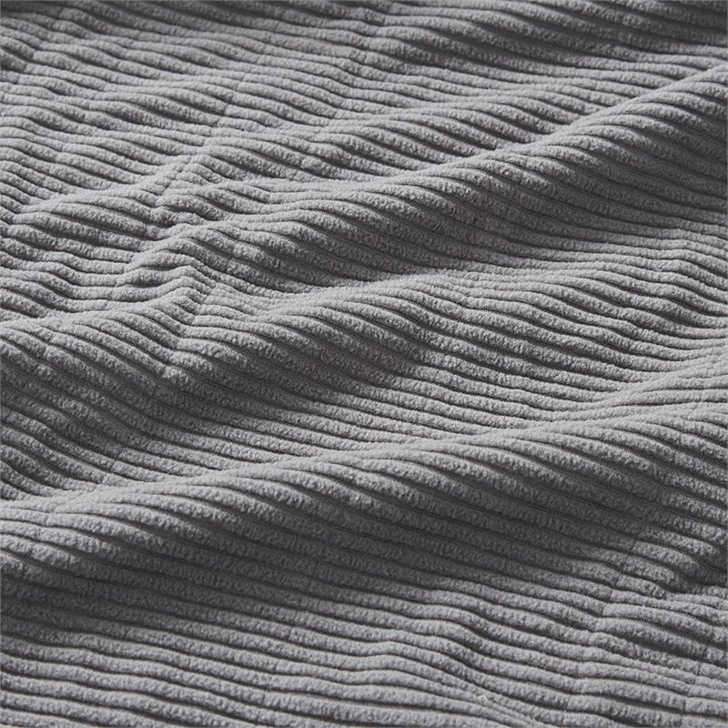 Pemberly Row Polyester Knitted Micro Fleece Solid Textured Heated Blanket - Gray