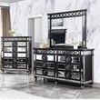 Pemberly Row 8-Drawer Dresser in Black Wooden Frame and Silver