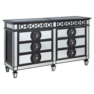 Pemberly Row 8-Drawer Dresser in Black Wooden Frame and Silver