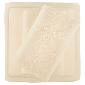 Pemberly Row Polyester Micro Fleece Solid Sheet Set in Ivory