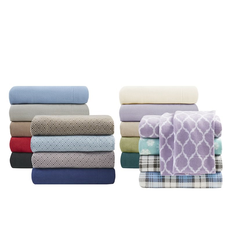 Pemberly Row Polyester Micro Fleece Solid Sheet Set in Ivory