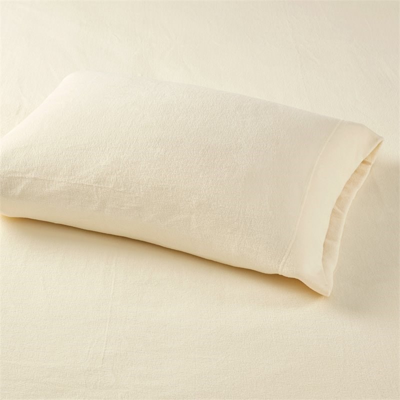 Pemberly Row Polyester Micro Fleece Solid Sheet Set in Ivory