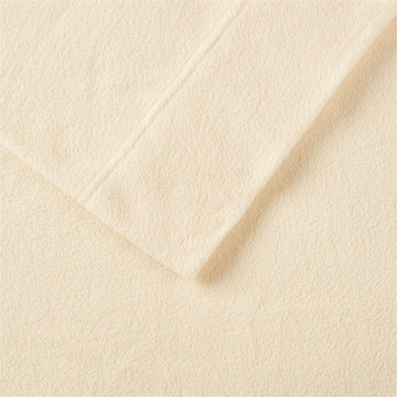Pemberly Row Polyester Micro Fleece Solid Sheet Set in Ivory